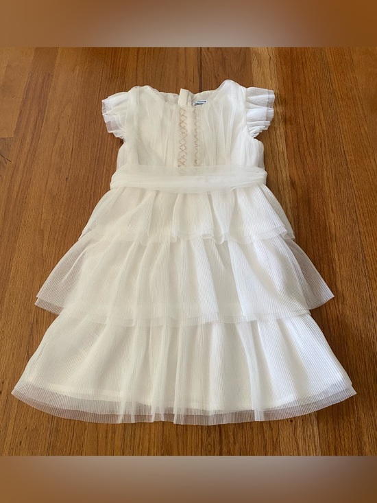 Mayoral Other - Mayoral White Tiered Pleated Tulle Formal Dress